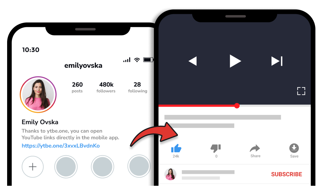 Open YouTube links directly in the mobile app. Easily raise your interactions!